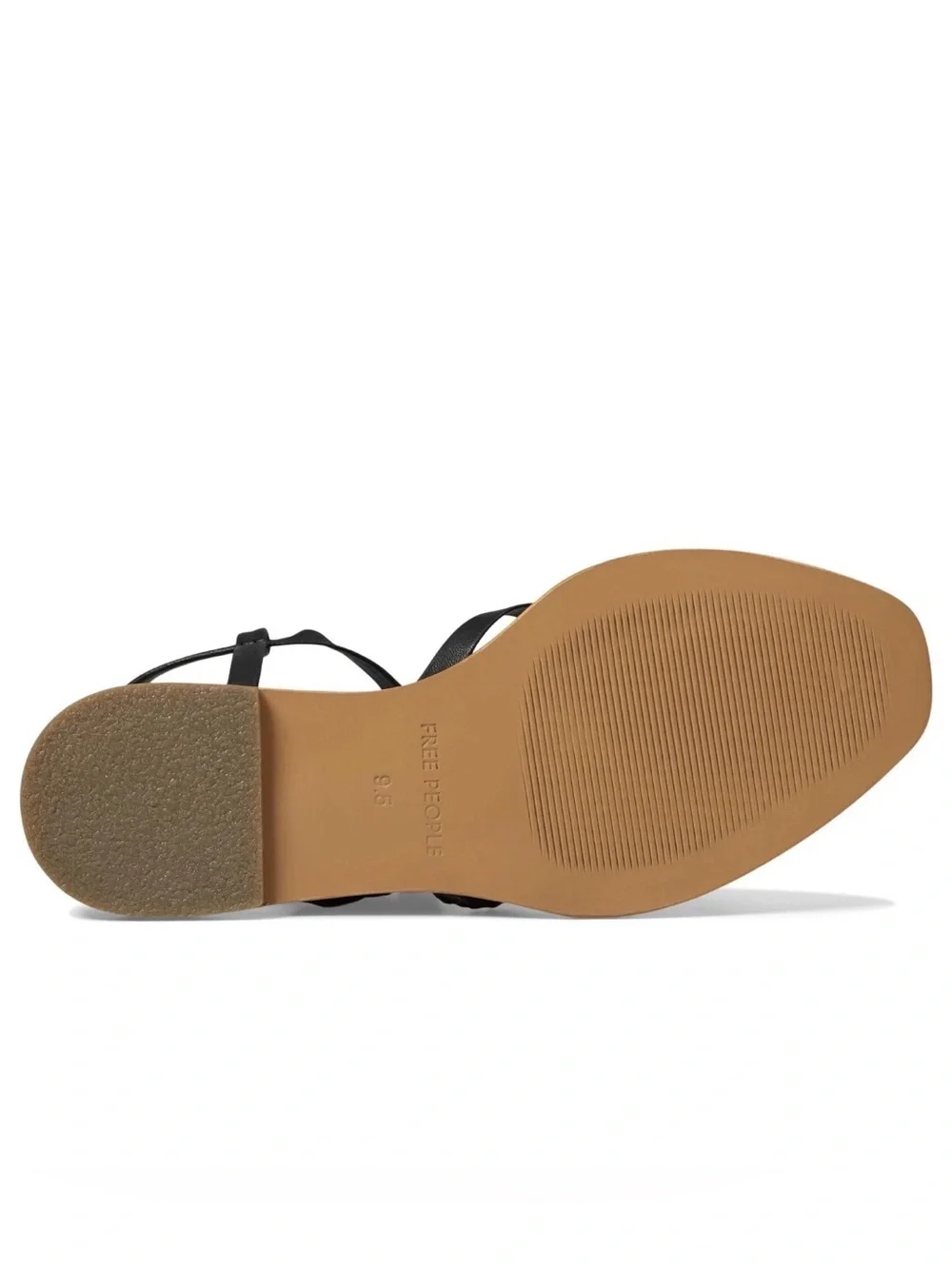 NEW Free People Sunny Days Leather Black Braided Strap Flat Sandals